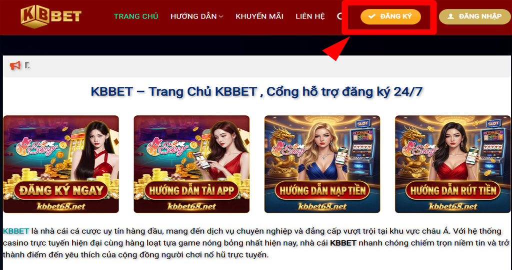 Hướng dẫn đăng ký tài khoản KBBET
