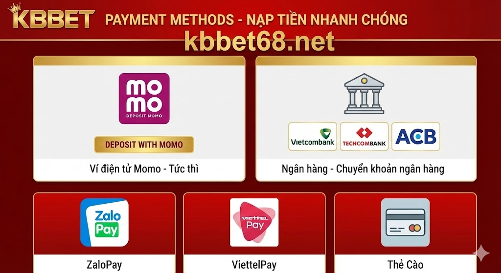 Các phương thức mà KBBET hỗ trợ nạp tiền